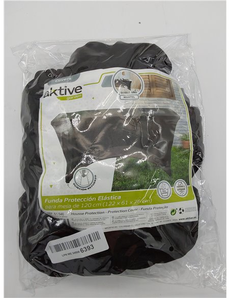 Aktive 61545 - Funda mesa jardín impermeable negra, Protector mesa elástico 120x61x76cm, Funda mueble jardín resistente con suje
