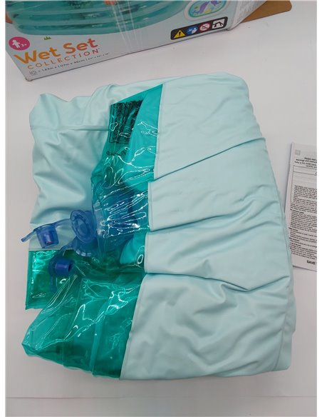 Intex Piscina Hinchable Infantil, 3 Anillos Azul Transparente, 163x107x46 cm, 230 litros, Vinilo Resistente, tapón de desagüe, U