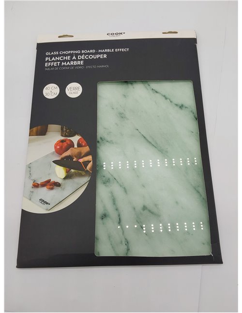 COOK CONCEPT - KD3348 Tabla de Cortar Rectangular de Vidrio Templado Efecto Mármol - Diseñada para Corte Fácil - Dimensiones 0,4