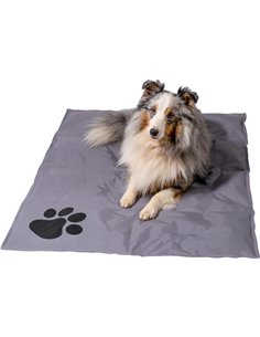 dobar 60422 - Alfombrilla de refrigeración para Perros (99,5 x 70 cm), diseño de Huellas, Color Gris