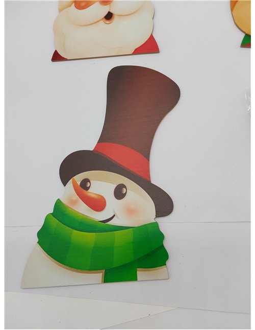 3 Decoraciones de Valla Temáticas Navideñas, Papá Noel, Reno y Muñeco de Nieve para Decoraciones de Navidad al Aire Libre, 26 cm