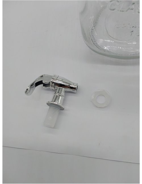 HOME DECO FACTORY - KV7169 Dispensador de Bebidas de Vidrio con Grifo 4 L - Diseñado para Casa y Eventos - Tapa Incluida - Capac