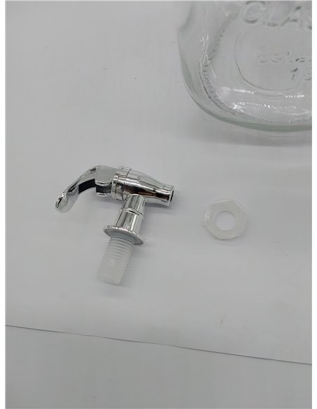 HOME DECO FACTORY - KV7169 Dispensador de Bebidas de Vidrio con Grifo 4 L - Diseñado para Casa y Eventos - Tapa Incluida - Capac