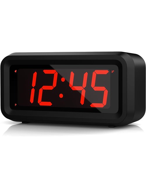 KWANWA - Reloj Despertador Digital led pequeño, con un tamaño de números de 3 cm de Color Rojo, Funciona con Pilas, Que podrá Us