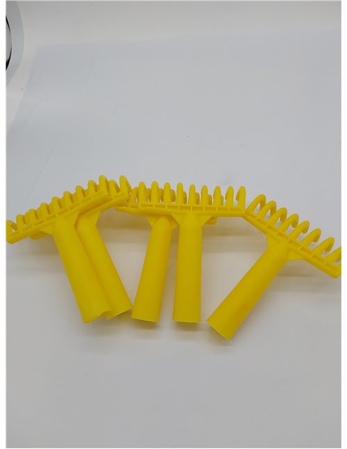 Crisalide® - 5 PZ Rastrillo peine para aceitunas, 9 dientes de plástico, conexión cónica para mango universal, en plástico amari