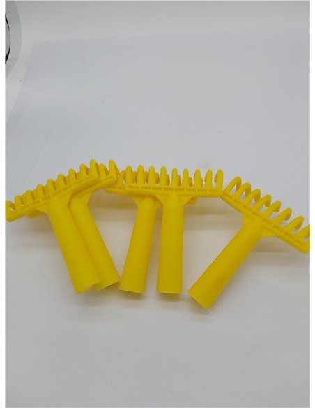 Crisalide® - 5 PZ Rastrillo peine para aceitunas, 9 dientes de plástico, conexión cónica para mango universal, en plástico amari