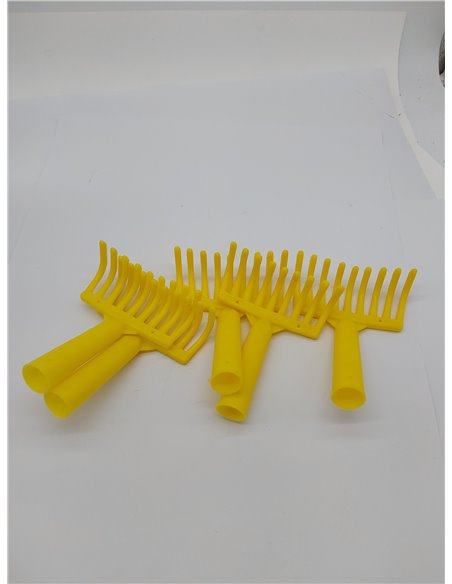 Crisalide® - 5 PZ Rastrillo peine para aceitunas, 9 dientes de plástico, conexión cónica para mango universal, en plástico amari