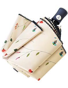 CUBY Paraguas de viaje compacto plegable con protección UV, apertura y cierre automático para resistente al viento, a la lluvia 