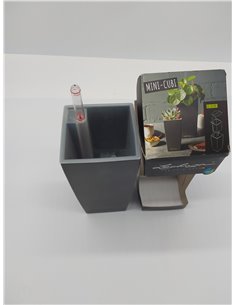 Lechuza 18123 - Maceta Mini Cubi Premium 9 Kit Completo, Color Antracita Metalizado (9 x 9 x 18) 2