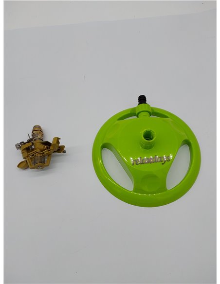 Relaxdays Aspersor Riego por Pulso con Base, Metal, Verde, 450 m²