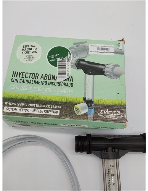 INYECTOR Venturi Fertilizante 32Ø 9mm con Llave dosificadora de precisión. Caudal máximo riego 6000 l/h. Caudal máximo Fertiliza