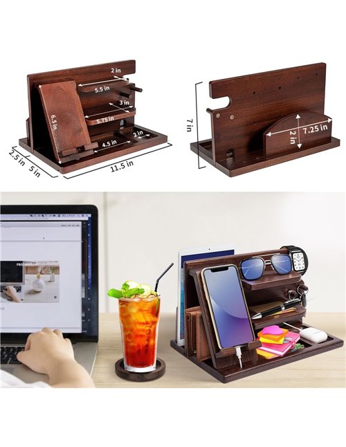 Regalos Navidad Originales para Hombre, Estación de Acoplamiento de Madera para teléfono, Regalos Cumpleanos Hombre o Papà, Aniv
