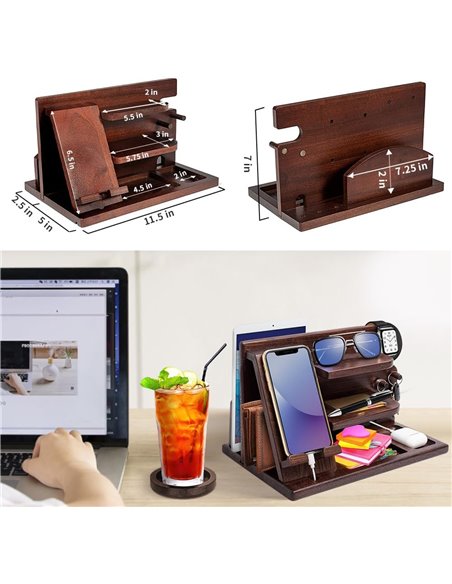 Regalos Navidad Originales para Hombre, Estación de Acoplamiento de Madera para teléfono, Regalos Cumpleanos Hombre o Papà, Aniv