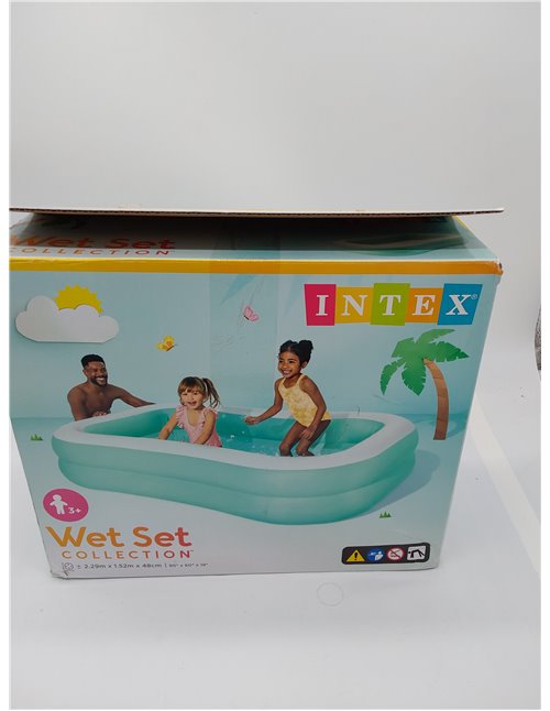 Intex Piscina hinchable infantil familiar rectangular, Medidas 203x152x48cm, 540 litros de capacidad, Piscina hinchable rectangu