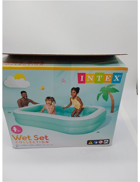 Intex Piscina hinchable infantil familiar rectangular, Medidas 203x152x48cm, 540 litros de capacidad, Piscina hinchable rectangu