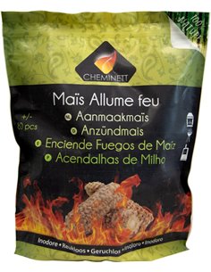 Pyrofeu 15745-6 – Mazorcas de maíz Cheminett para encender barbacoas, chimeneas y Estufas (Saco 1 kg) | Maíz Natural y Cera Vege