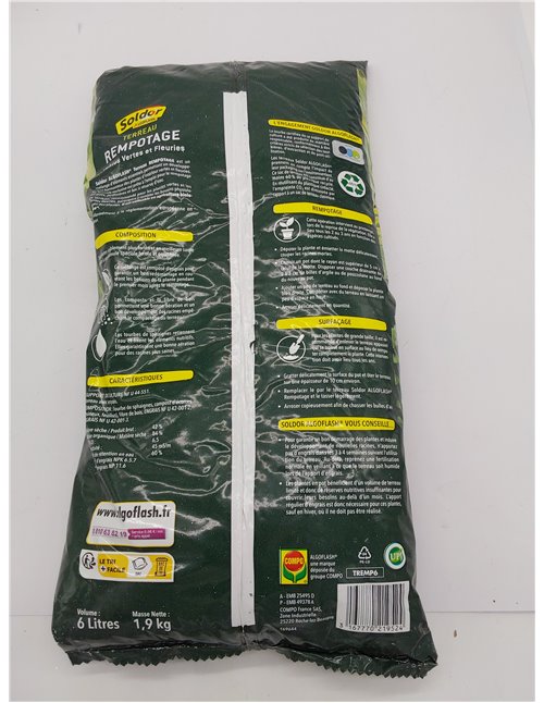 Algoflash Terranau - Recargote, Verdes y Plantas Flories 6 L, Transparente