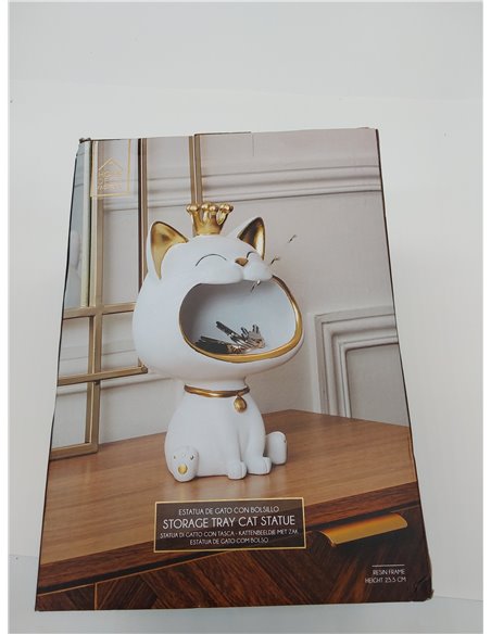 HOME DECO FACTORY, HD0157 - Estatua vacía de gato decorativa, elegante y práctica, acabado moderno, ideal para organizar tus peq
