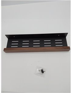 Estante flotante de metal montado en la pared, estante de baño negro, estante de montaje en pared con bordes de madera maciza, a 2