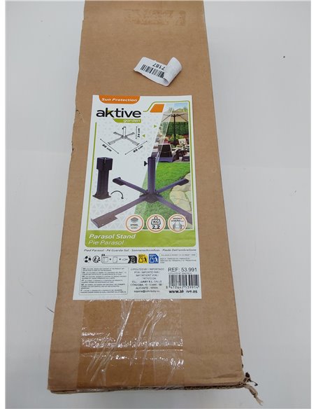 AKTIVE Base plegable sombrilla terraza exterior Ø86x34 cm, De acero para mástil 38 a 50 mm, Soporte parasol jardín, Pie parasol,