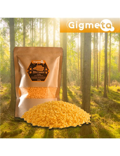 Gigmeta Pastillas de cera de abejas, 100% cera de abejas natural, 400 g, ideal para cosméticos, velas, cremas, ungüentos, jabone