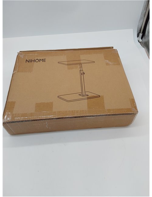 NiHome mesa y auxiliar en forma de C de madera, altura ajustable, giratoria 360°, para sofá y cama, portátil para salón y dormit