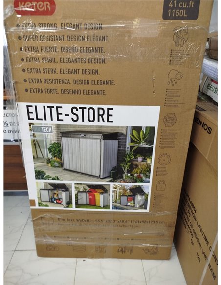 Keter Grande Store- Cobertizo de jardín exterior, 2020L, Color gris, tecnología Duotech paredes aptas para pintar, 109.3x132.5x1
