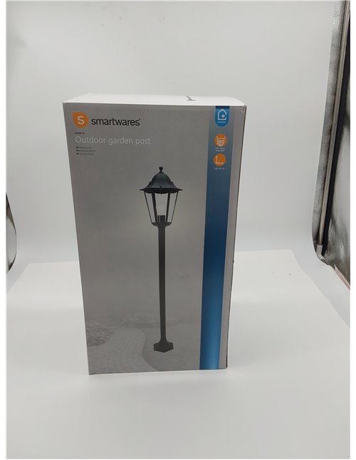 Smartwares 10.009.16 Farol clásico, aluminio/cristal, Negro, 1.25 m