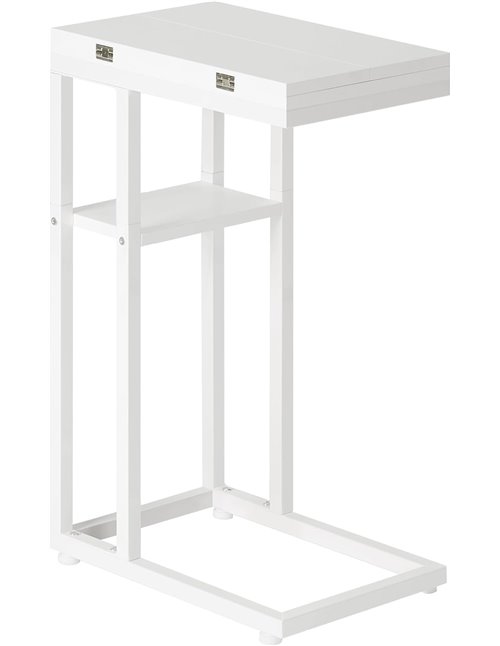 HOOBRO Mesa Auxiliar de Sofá en Forma de C Plegable, Mesa Pequeña de Centro de Estilo Industrial, Mesa de Café con Estante de Al