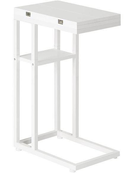 HOOBRO Mesa Auxiliar de Sofá en Forma de C Plegable, Mesa Pequeña de Centro de Estilo Industrial, Mesa de Café con Estante de Al