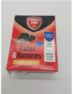 Protect Home Raticida en Bloques de Alta eficacia y atracción, Zonas humedas, Ratas y Ratones, 15 x 20gr, (300gr, Rojo, 300 G 2