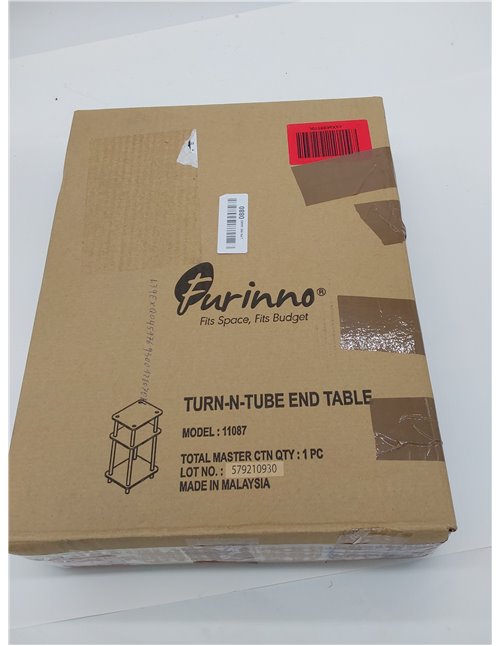 Furinno Just-Mesa Auxiliar Turn-N-Tube de 3 Niveles, Paquete de 1, Blanco/Espresso