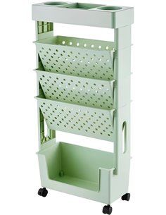 Carrito móvil multiusos para libros de estudiantes con estante para revistas y estante de almacenamiento de artículos diversos, 