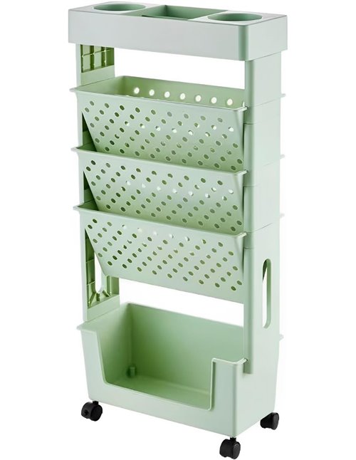Carrito móvil multiusos para libros de estudiantes con estante para revistas y estante de almacenamiento de artículos diversos, 