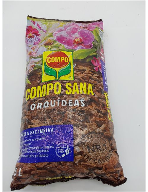 Compo Sana Substrato de orquídeas con 8 semanas de abono para Todas Las orquídeas, Substrato de Cultivo de Corteza de Pino, 5 L,