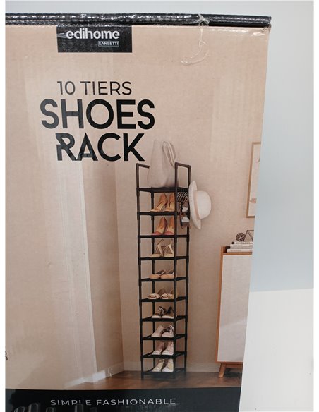 edihome, Zapatero Estrecho, 10 Niveles, (33 x 33 x 173 cm), Organizador Zapatos, Zapateros Estrechos y Altos, de Plastico, Verti