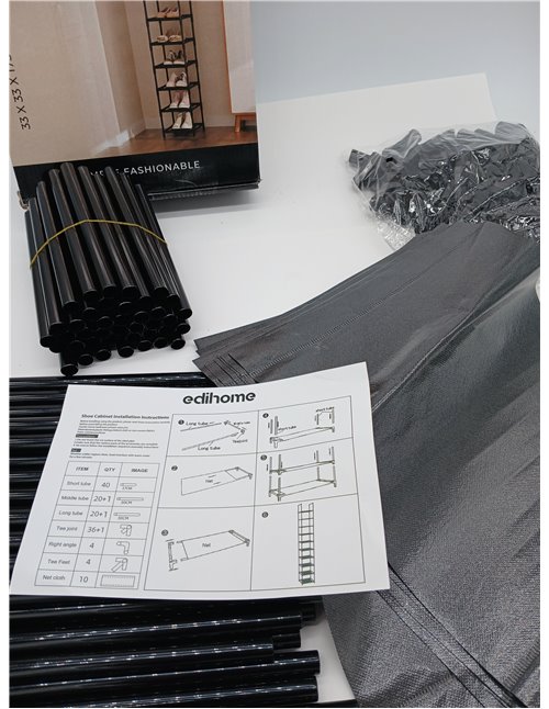 edihome, Zapatero Estrecho, 10 Niveles, (33 x 33 x 173 cm), Organizador Zapatos, Zapateros Estrechos y Altos, de Plastico, Verti