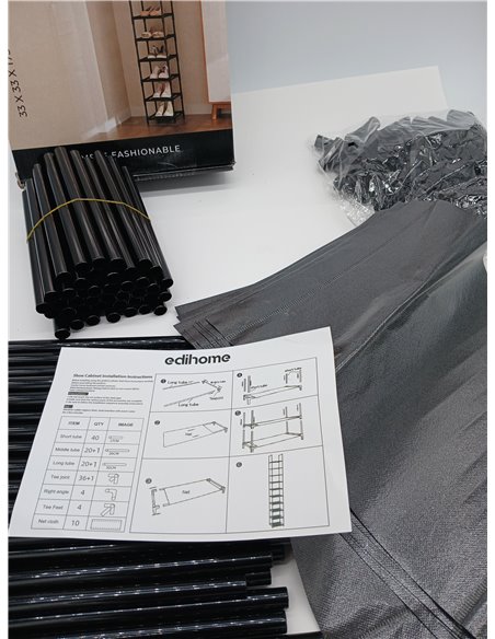 edihome, Zapatero Estrecho, 10 Niveles, (33 x 33 x 173 cm), Organizador Zapatos, Zapateros Estrechos y Altos, de Plastico, Verti