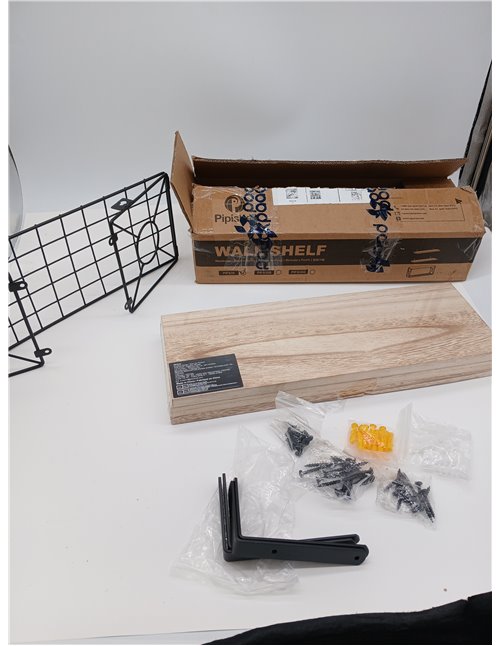 Pipishell Estantes flotantes con Cesta de Alambre de estroraje, estantes de baño de Madera de Paulownia para organización del ho