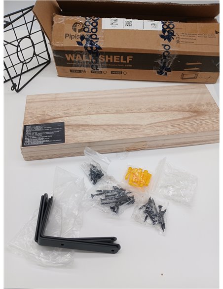 Pipishell Estantes flotantes con Cesta de Alambre de estroraje, estantes de baño de Madera de Paulownia para organización del ho