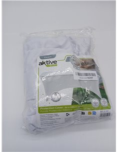 Aktive 61547 - Funda mesa jardín impermeable blanca, Protector mesa elástico 180x76x76cm, Funda mueble jardín resistente con suj 2