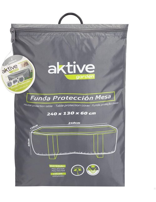 Aktive 61502 - Funda protectora para mesa de jardín 240x130x60 cm