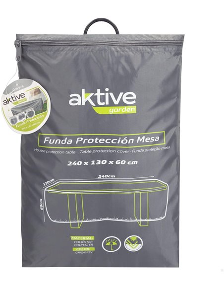 Aktive 61502 - Funda protectora para mesa de jardín 240x130x60 cm