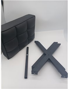LUE BONA Taburete para pies, taburetes pequeños de 12 pulgadas de alto, reposapiés de piel sintética resistente con patas en X d