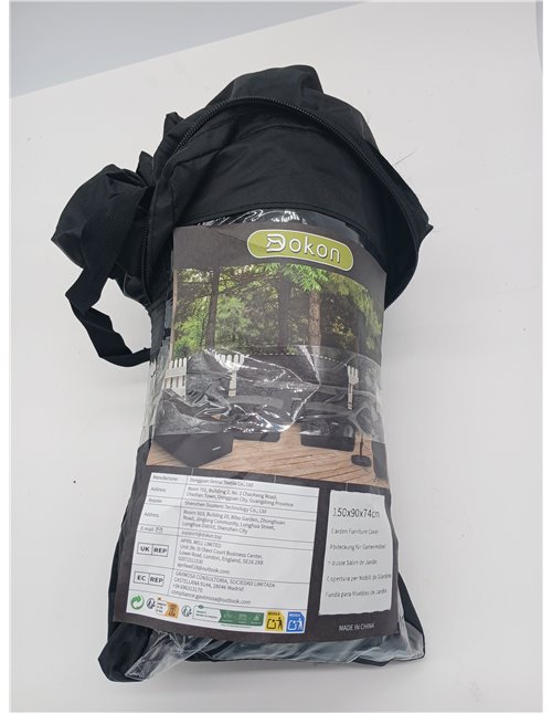 Dokon - Juego de Fundas para Muebles de jardín (Impermeable, Transpirable, 150 c90 74 cm), Color Negro
