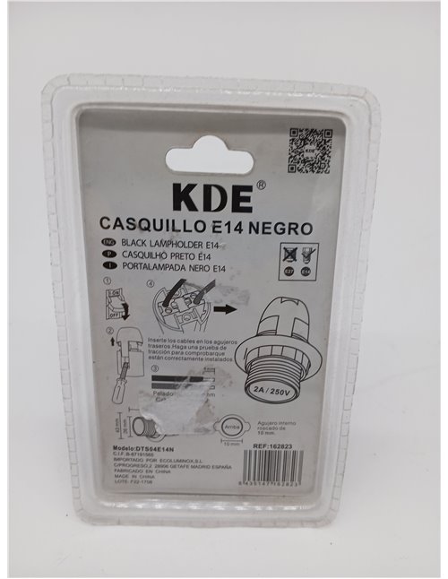 Casquillo E-14 KDE negro con soporte para pantalla
