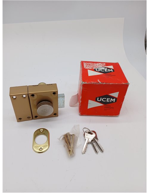 UCEM CERRADURA 4101HB SOBREPONER MADERA PALETON LLAVE BOTON