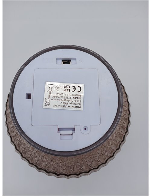 Pauleen 48309 Luminaria LED Móvil Brillante Glamour Temporizador Batería Gris Lámpara de Mesa 0,8 W 