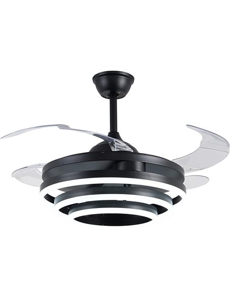 BEL AIR HOME - SFERA Ceiling Fan with DC Motor and 3 LED Light Rings 36W (3000K, 4000K, 6500K) with Remote Control Included (Bla