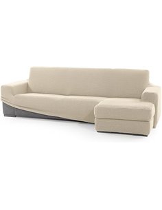Super Elastic Chaise Longue Cover Short Right Arm (Front View) | NOVELE Model | Beige | Jacquard Fabric Quality Protector Cotton